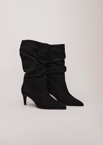 Phase Eight Black Suede Boots Black Canada | KSUXIL-816